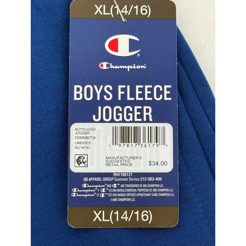 Champion Boys Blue Fleece Joggers Sweatpants Sz XL‎ 14/16 NEW - Picture 12 of 12